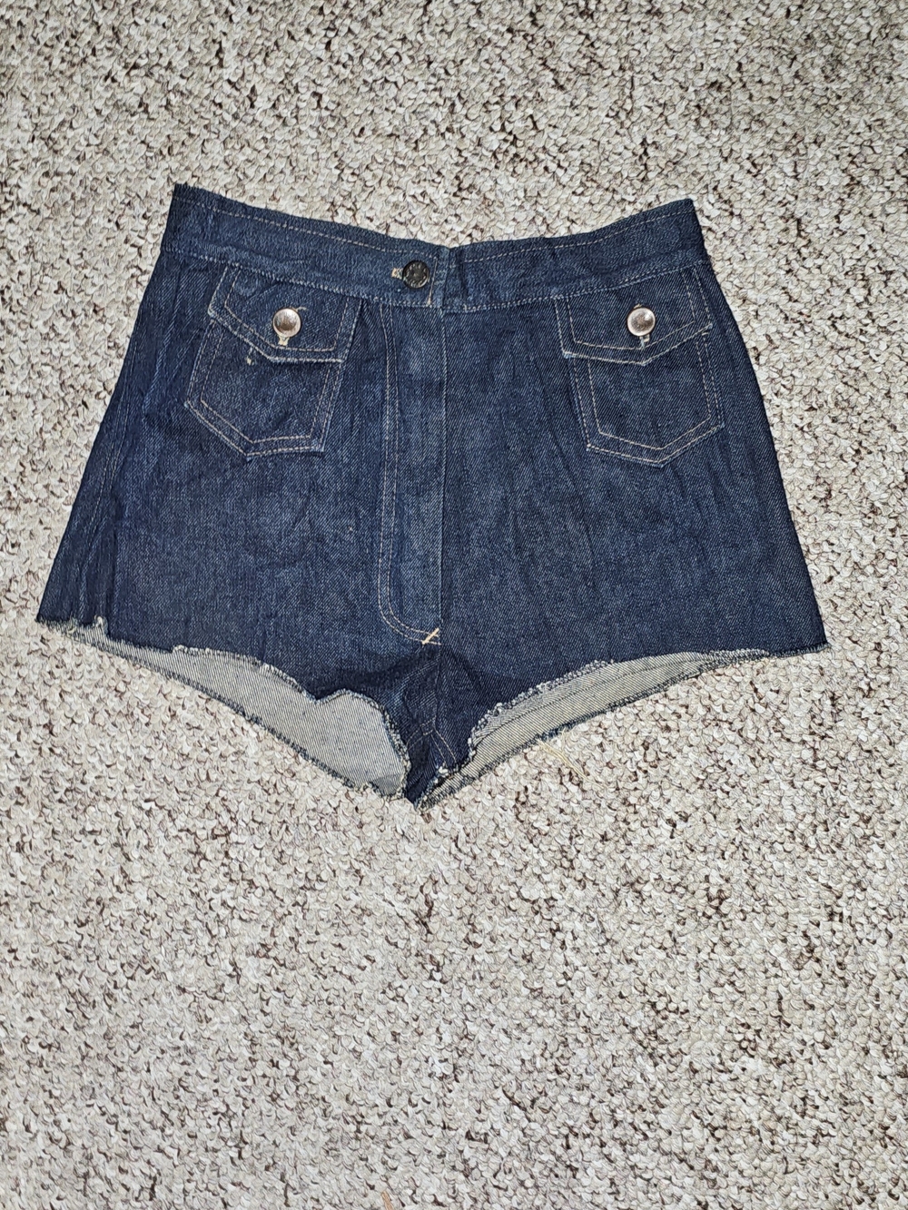Vintage 1970s Dark Indigo Denim Jean Festival Shorts Sz 24in